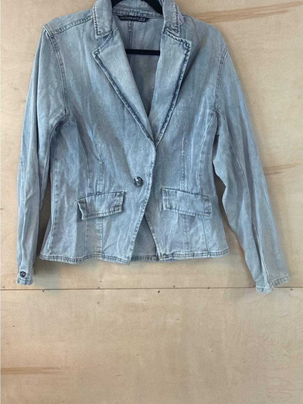 Washed Light Blue Denim Blazer Jacket - Unbranded